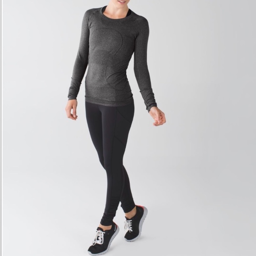 Lululemon Athletica Heathered Black Long Sleeve Swiftly Sz 10